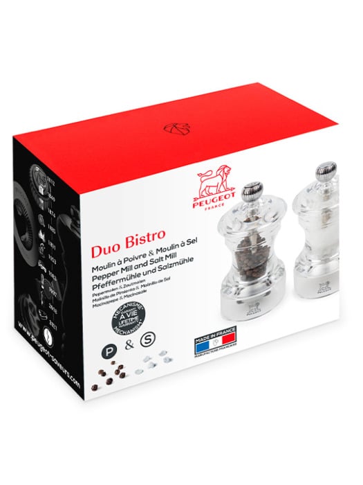 Bistro Mühlenset aus pfeffer- und salzmühle aus acryl, 10cm - Peugeot Saveurs