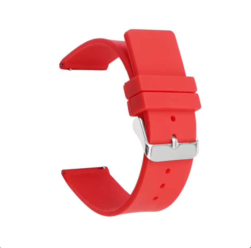 Uhrenarmband Silikon 16mm Schnellverschluss rot & silber