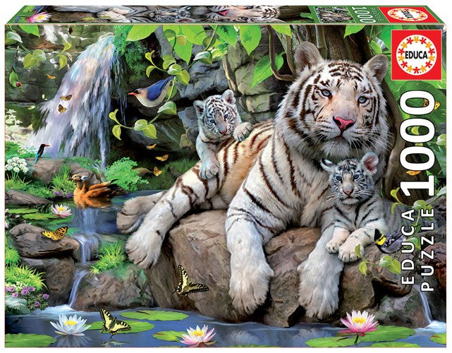 Едуца слагалица 9214808 - Бенгалски бели тигрови - слагалица од 1000 делова