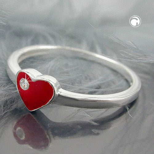 Прстен дечији прстен са црвеним срцем и белим цирконијумом сребрни прстен 925 величине 48
