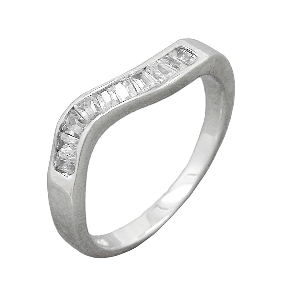 Прстен 3,3 мм са 10 цирконија сјајног родијума пресвучен сребром 925 прстен величине 60