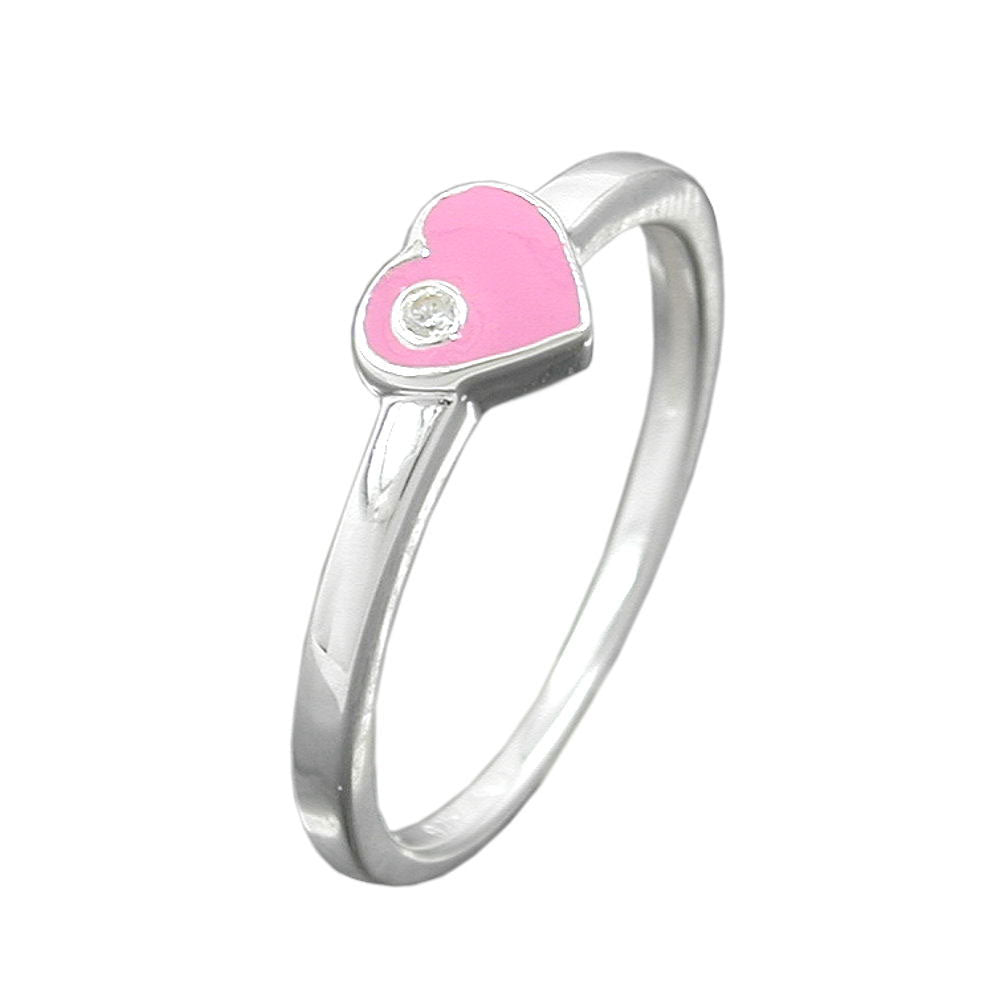 Прстен дечији прстен са срцем розе сребро 925 прстен величине 48