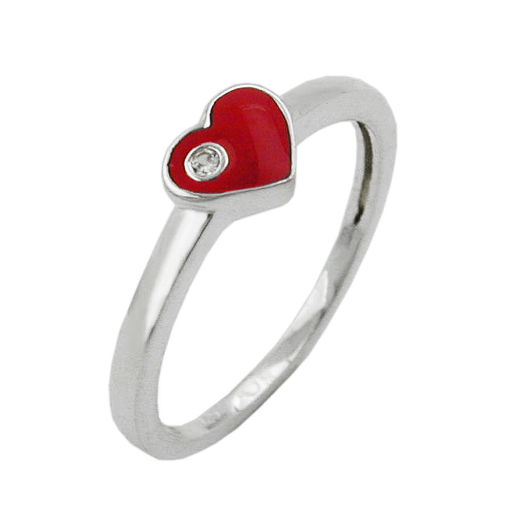 Прстен дечији прстен са црвеним срцем и белим цирконијумом сребрни прстен 925 величине 48