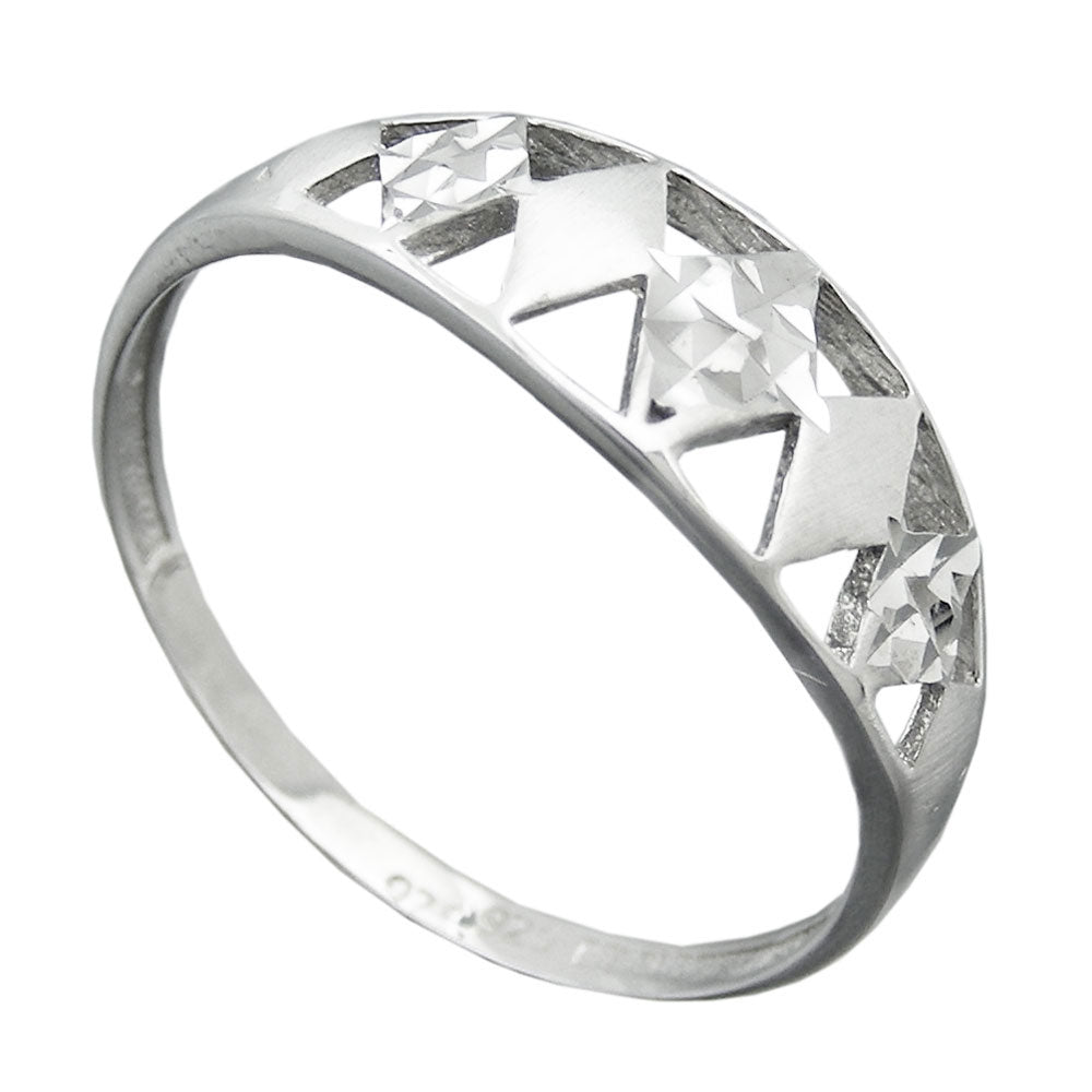 Прстен од 7 мм са узорком мат-сјајног дијаманта обложен родијумом у сребру 925, величина 60